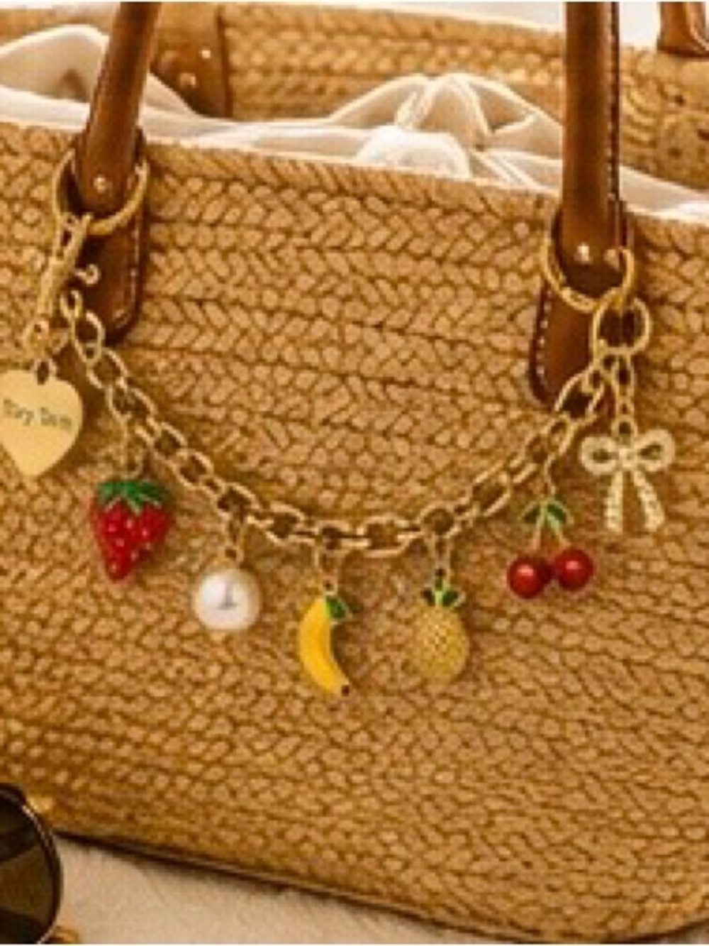 Tory Toro Handmade 12” Gold Fruit Bag Charm | 18K Gold Plated | 🍓🍌🍍 - Picture 11 of 15